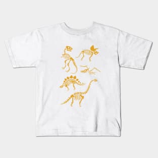 Dinosaur Fossils - Mustard Kids T-Shirt